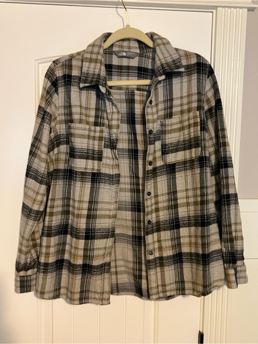 The North Face Women's Olive Black Plaid Button-Up